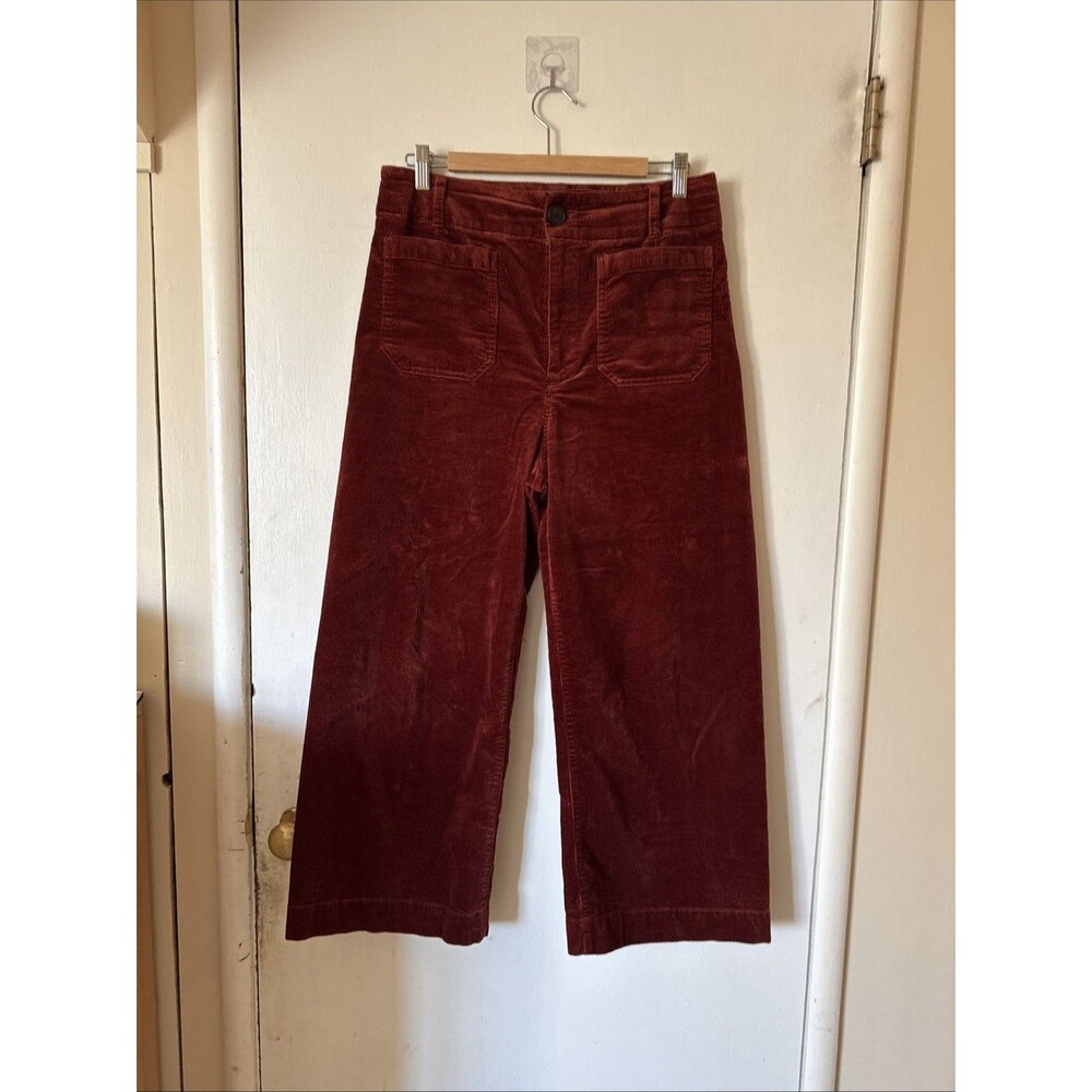 Maeve Anthropologie The Colette Corduroy Cropped Wide Leg Pants Cinnamon Sz 31
